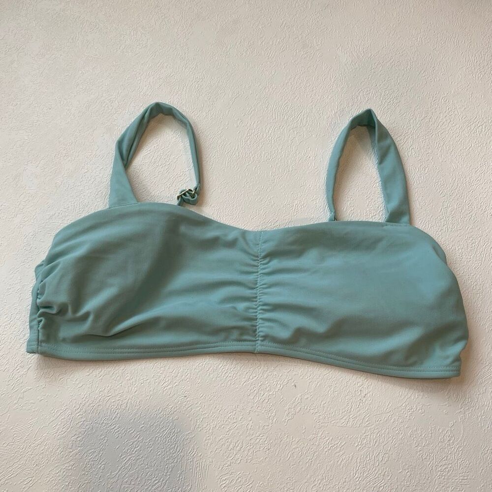 Hollister Swim Bikini Top L Teal Ruched Strap Adjustable